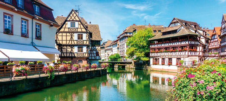 The canals and architecture in Strasbourg, France